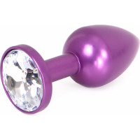 Kiotos Steel Aluminium Buttplug Purple with Clear Gem