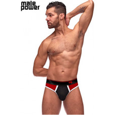 Male Power Panel Thong - S/M - Black/Red