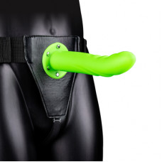 Ouch! By Shots Glow in the Dark Textured Curved Hollow Strap-On - 8 / 20 cm