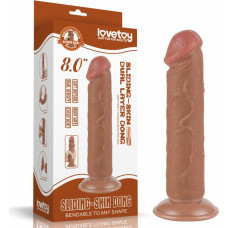 Lovetoy 8'' Sliding Skin Dual Layer Dong Brown