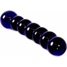 Kiotos Glass Glass Dildo Black/Blue Beads