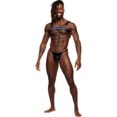 Male Power Aries - Imitation Leather Harness - One Size - Black/Blue