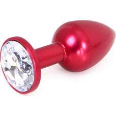 Kiotos Steel Aluminium Buttplug Red with Clear Gem