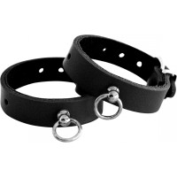 Kiotos Leather Leather Handcuffs Mini O-Ring Black