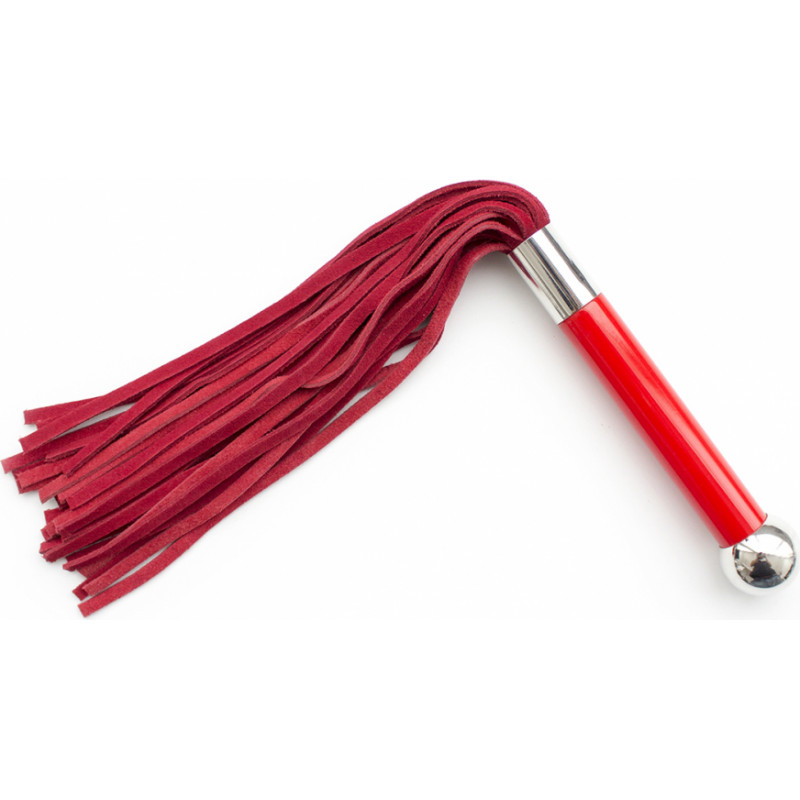Kiotos Leather Red Flogger With Acrylic Handle