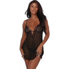 Dreamgirl Stretch Mesh Chemise and Robe Set - S