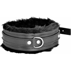 Kiotos Leather Fluffy Inside Black Leather Collar