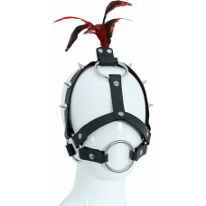 Kiotos Leather Leather Head Spiked Harness with Feather