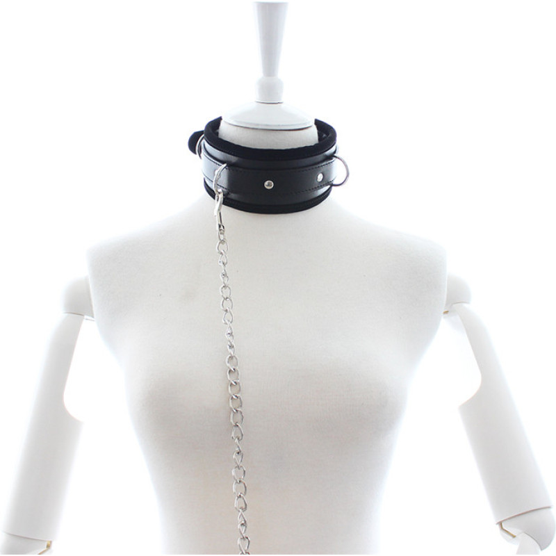 Perfect Lover Padded Collar with Leash Black