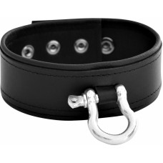 Kiotos Leather Leather Push Button Collar with Metal Shackle