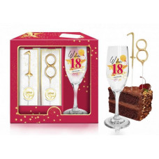 Boss Of Toys Kieliszek do szampana + zimne ognie - W dniu 18 urodzin