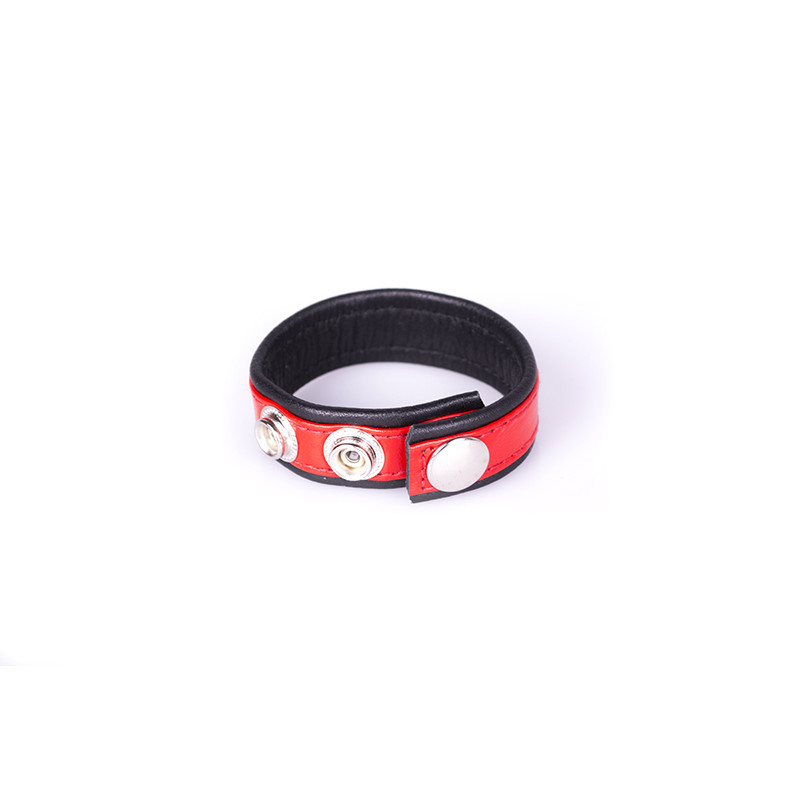 Kiotos Leather Rainbow Leather Cock Strap - Black & Red