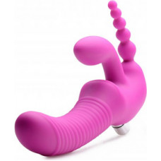 Xr Brands Regal Rider - Triple Vibrating Silicone Strapless Strap-On