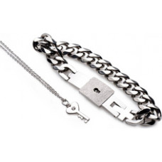 Xr Brands Chained Locking Bracelet and Necklace with Lock