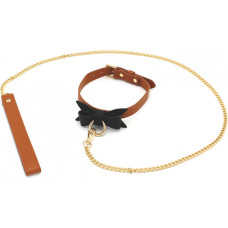 Kiotos Leather Brown Leather Bow Tie Collar & Leash