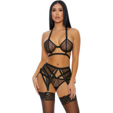 Forplay Come See Me - Mesh Lingerie Set - L