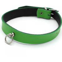 Kiotos Leather Leather Collar Mini O-Ring Green