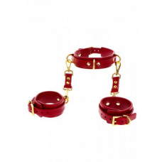 Boss Of Toys D-Ring Collar and Wrist Cuffs Red