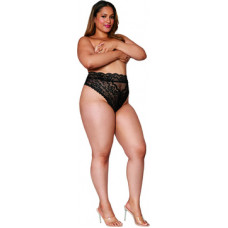 Dreamgirl High Waisted Lace Panty - 2X - Black
