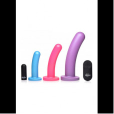 Xr Brands Triple Peg - Vibrating Silicone Dildo Set with Remote Control