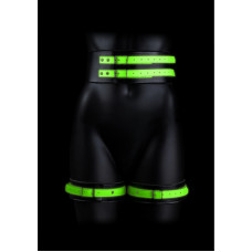 Ouch! By Shots Thigh Cuffs with Belt and Handcuffs - Glow in the Dark - L/XL