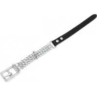 Kiotos Leather Chain Collar - Black