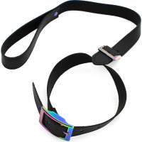 Kiotos Leather Leather Collar with leash Rainbow