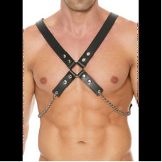 Ouch! By Shots Men's Leather And Chain Harness
