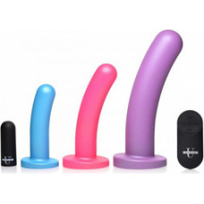 Xr Brands Triple Peg - Vibrating Silicone Dildo Set with Remote Control