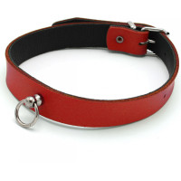Kiotos Leather Leather Collar Mini O-Ring Red