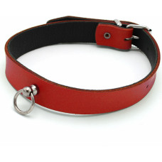 Kiotos Leather Leather Collar Mini O-Ring Red