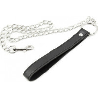 Kiotos Leather Black Leash with Chain