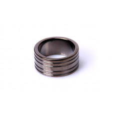 Kiotos Steel Black Steel Cockring Ribbed - 40 mm