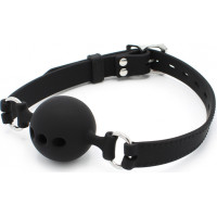 Kiotos X Label Silicone Ball Gag with Holes Black