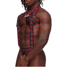 Male Power Elastic Harness with Studs - One Size - Red