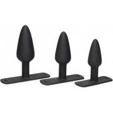 Xr Brands Bum-Tastic - Trainer Set Silicone 3 Piece Anal Plug Set with Harness