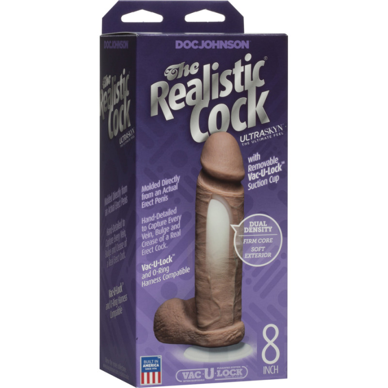 Doc Johnson Realistic Cock with Balls - Removable Vac-U-Lock Suction Cup - ULTRASKYN - 8 / 20 cm - Caramel
