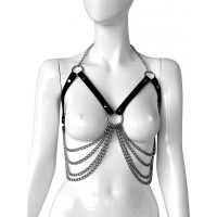 Kiotos Leather Adjustable leather bra with chains