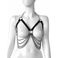 Kiotos Leather Adjustable leather bra with chains