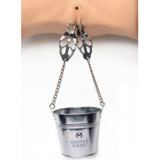Xr Brands Slave Bucket Labia and Nipple Clamps - Silver