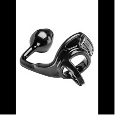 Perfectfitbrand Armor Tug Lock - Cockring with Ball Strap and Butt Plug - Medium