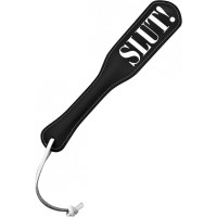 Kiotos Leather Paddle SLUT! White