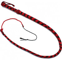 Kiotos Bdsm Nylon Bullwhip Black & Red 120 cm
