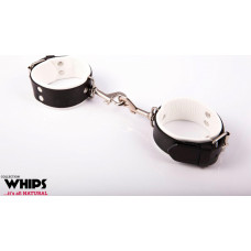 Whips Collections Kajdanki - Kajdanki męskie, z karabińczykami, białe