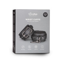 Easytoys Kajdanki-Black Leather Handcuffs