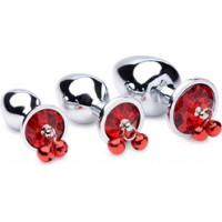 Xr Brands Red Gem - Butt Plug Set with Bells
