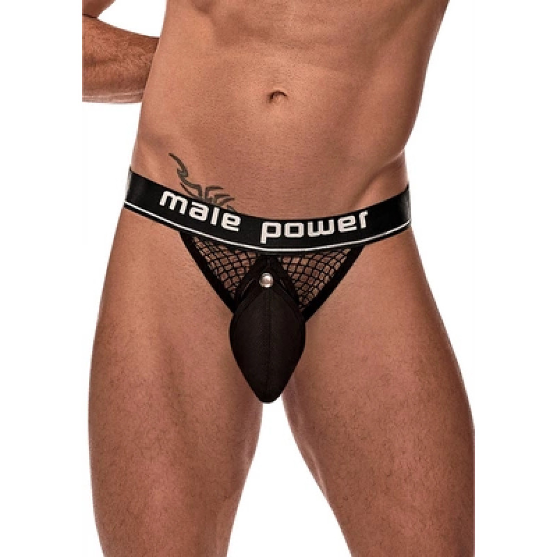 Male Power Gaiļa gredzens Jock - L/XL - melns