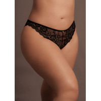 Le Désir By Shots Zoé - Elastic Lace Brief with Back Lacing and Golden Details - Plus Size