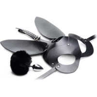 Xr Brands Bunny Tail - Anal Plug and Mask Set