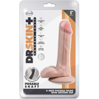 Blush DR. SKIN PLUS  6 INCH POSABLE DILDO WITH BALLS  VANILLA